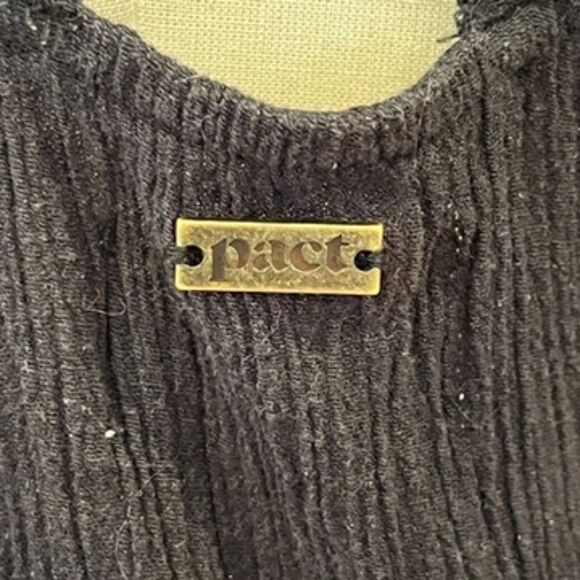 Pact Black Midi Dress Organic Cotton Gauze Strappy Back XS Maxi Pockets Sundress - Picture 9 of 9